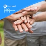 Mani unite in cerchio simbolo di solidarietà e accordo legale per successione ereditaria