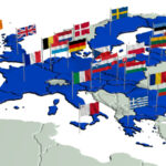 Mappa Europa con bandiere nazionali e sedi Corte Strasburgo diritti lavorativi licenziamento